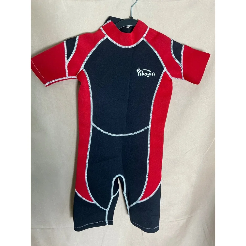 Yikayin Wetsuit Kids Unisex XS Red Black Excellent 2.5mm Thermal Shorty Neoprene